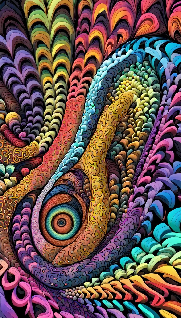 Iridescent Fractal Vortex in Glowing Neon 3D