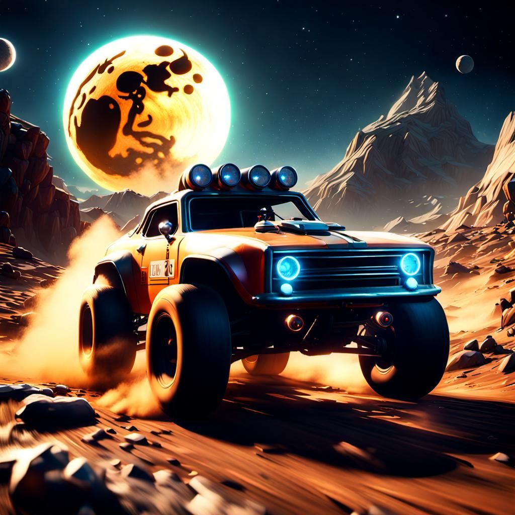 Futuristic Racing Scene in 3D Game Style