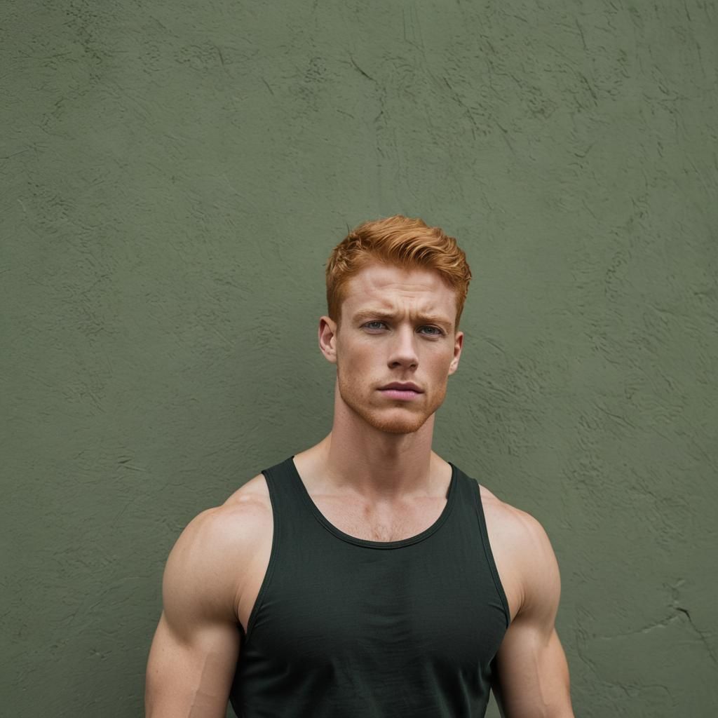 Striking Portrait of a Muscular Ginger Model