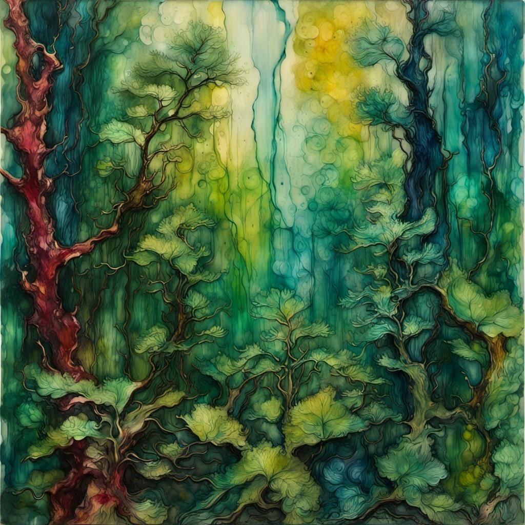 Encaustic Rainforest with Alcohol Ink Techniques