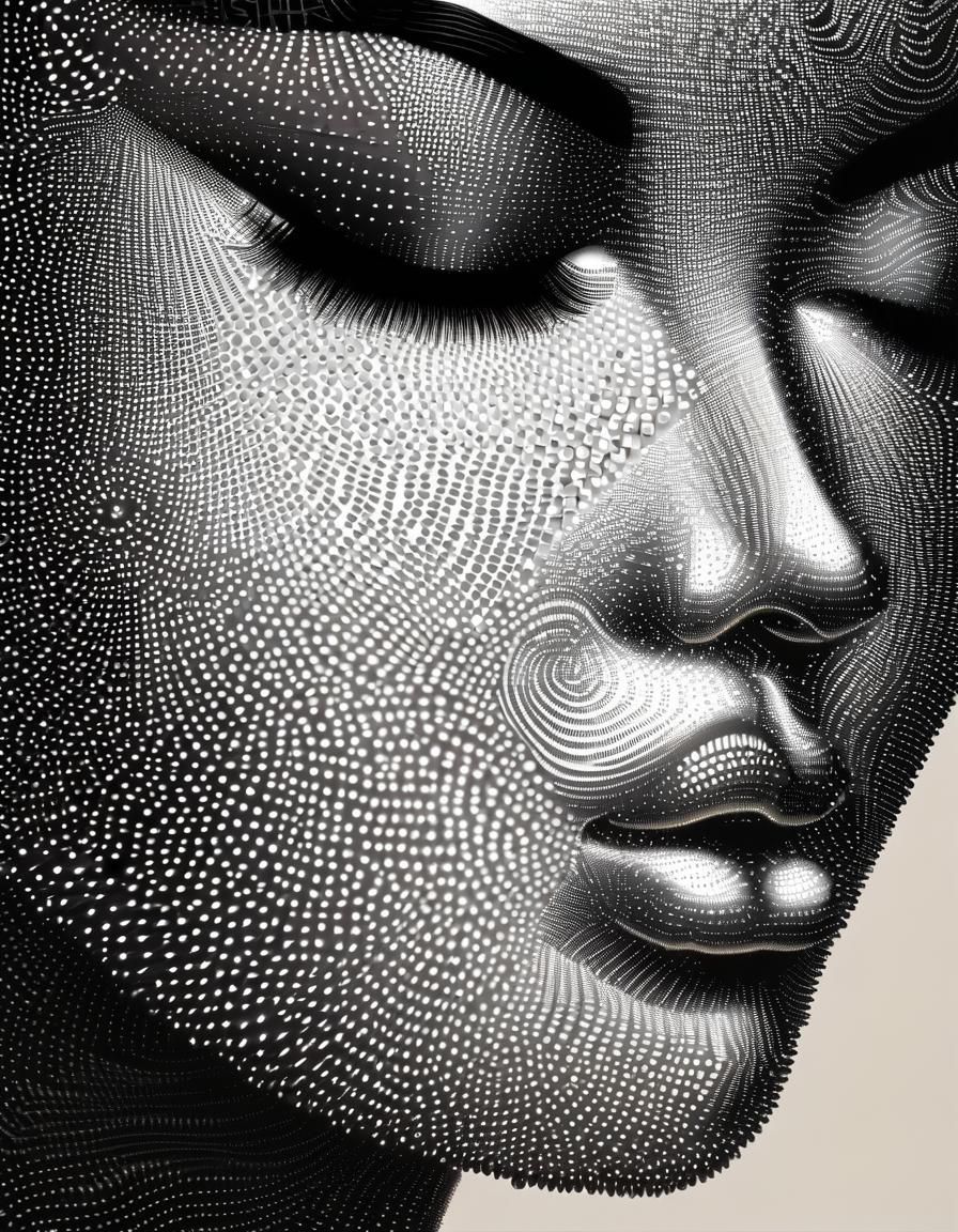 Abstract Pointillist Portrait in Ishihara Style