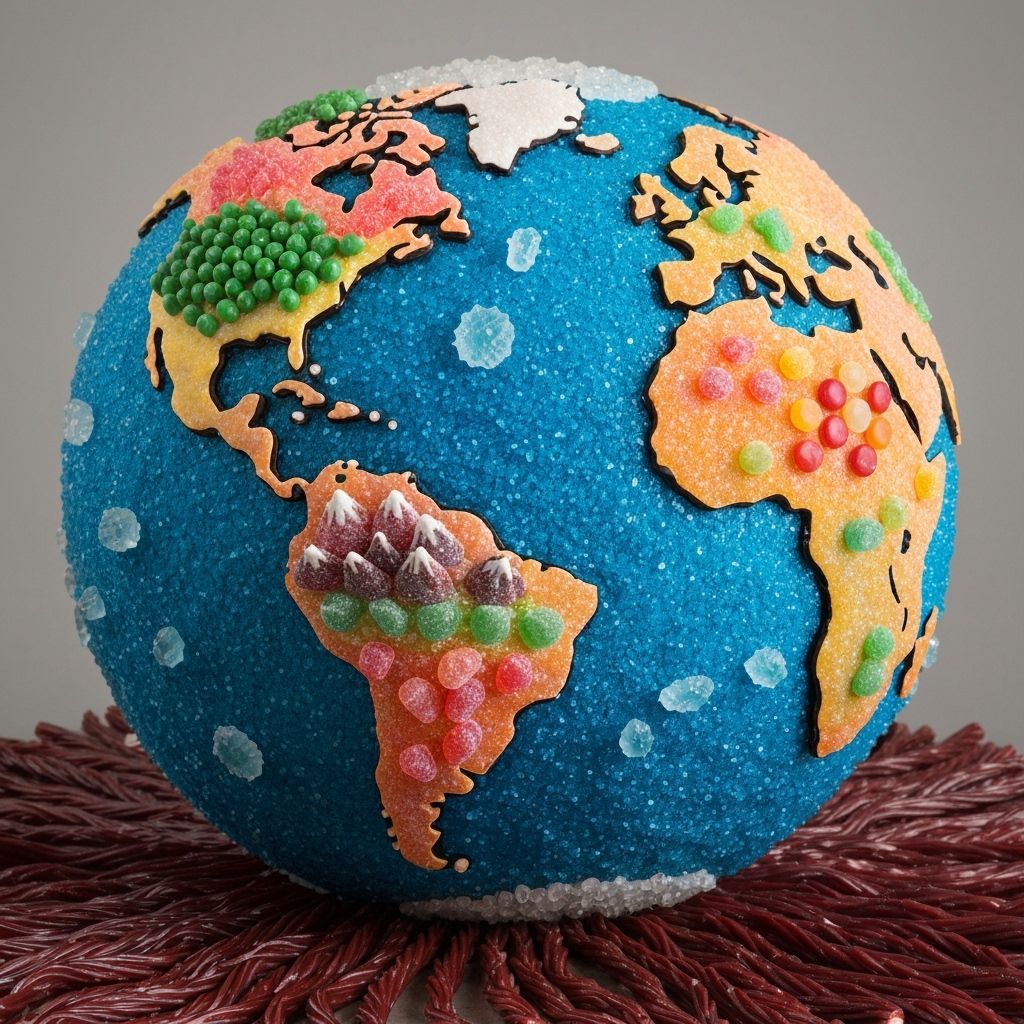 Giant Candy Earth Globe with Deliciously Detailed Continents