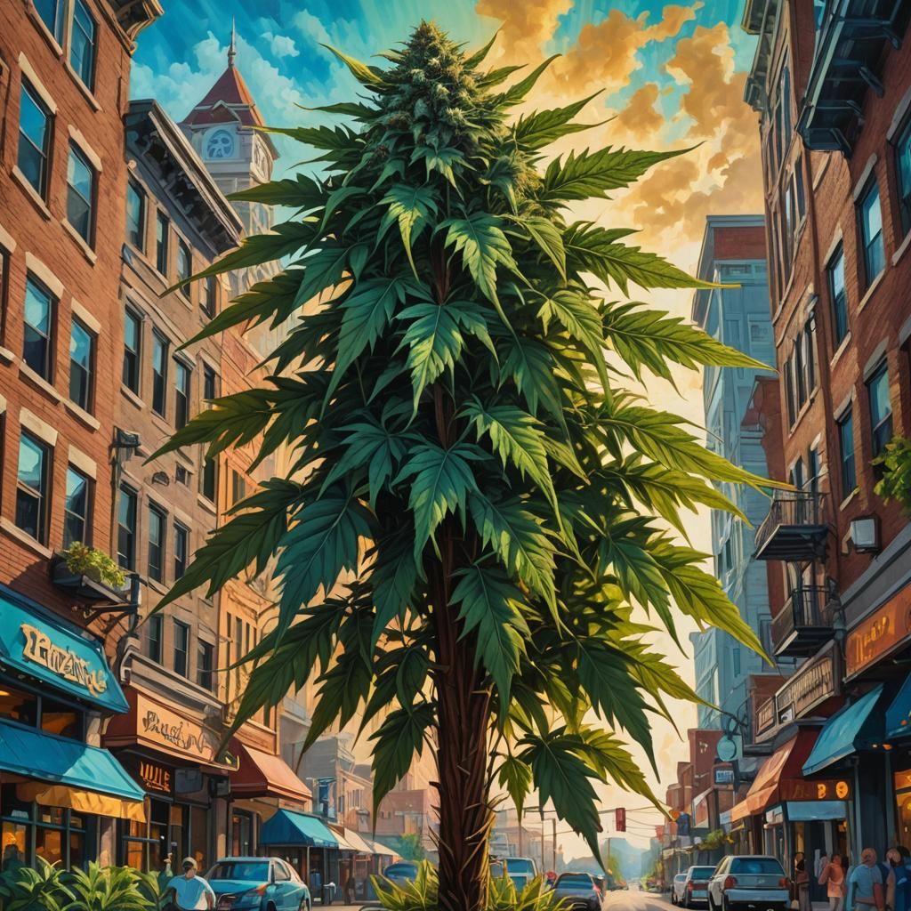 Giant Marijuana Plant in Downtown Sevierville: Digital Art
