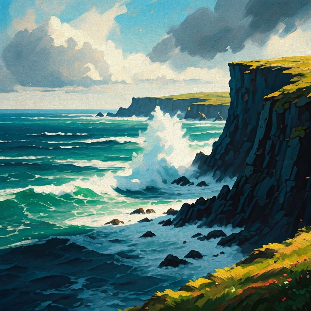 Dramatic Irish Coast in Realistic Impressionism