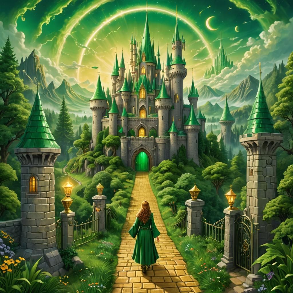 Grass-Green Emerald City Castle in Fairy-Tale Style