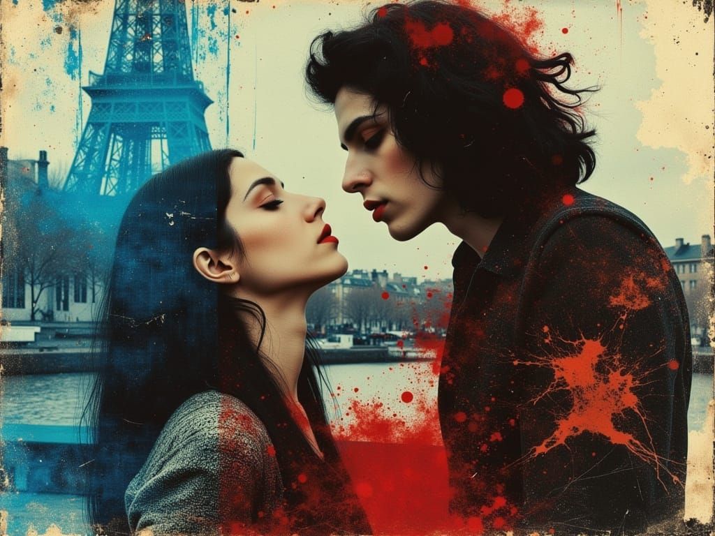Surreal Love Scene Overlooking Bastille