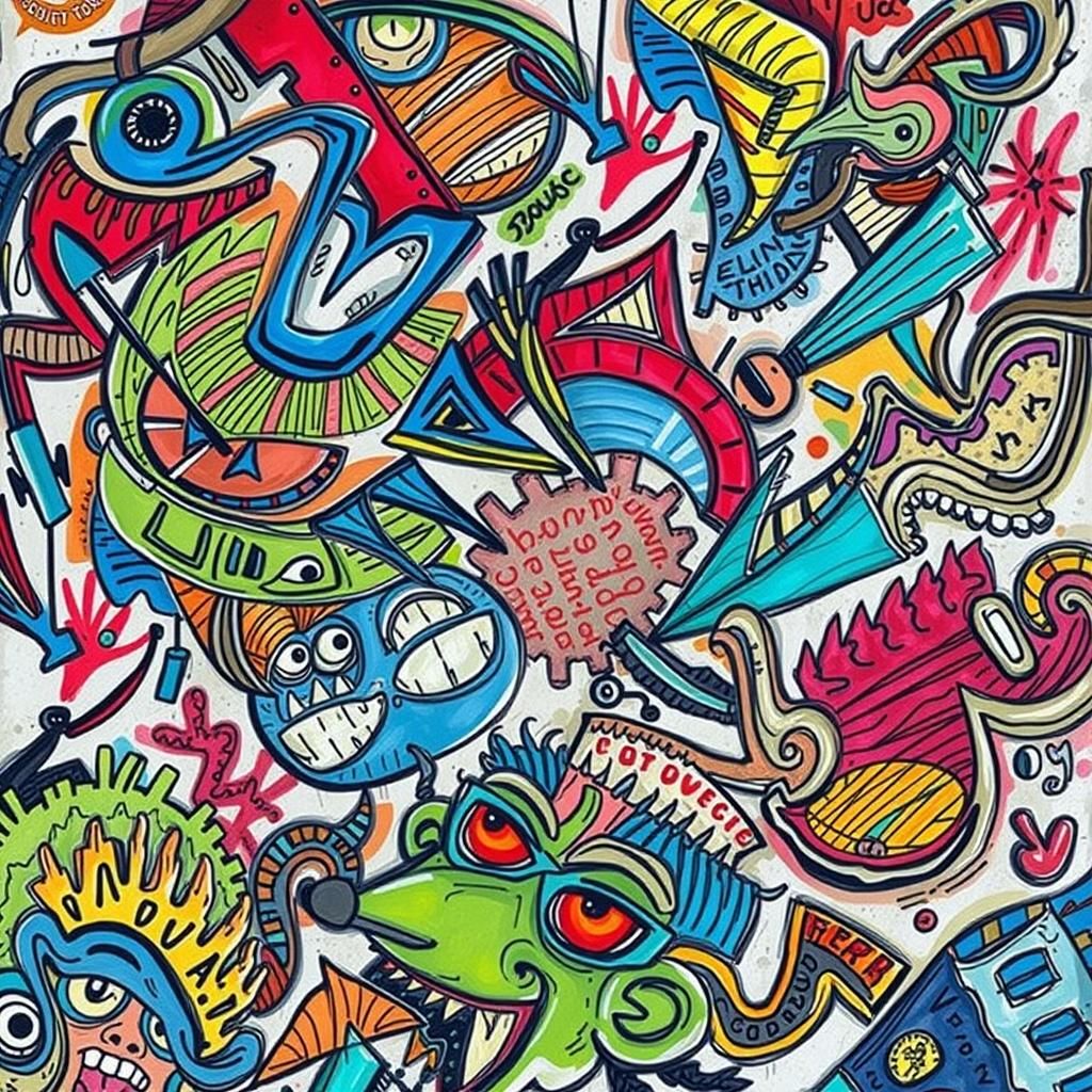 Cartoon Face with Goofy Expression in Whimsical Style