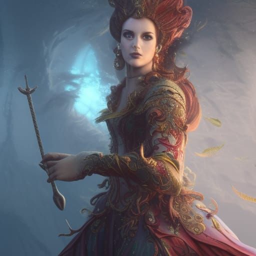 Queen on Horseback: Detailed Fantasy Art