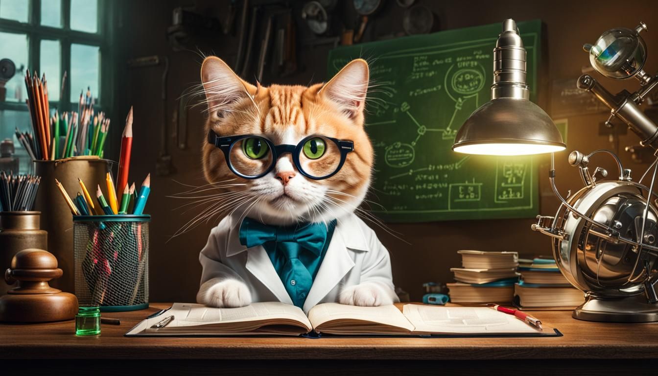 Mischievous Cat Mad Scientist Plans World Domination