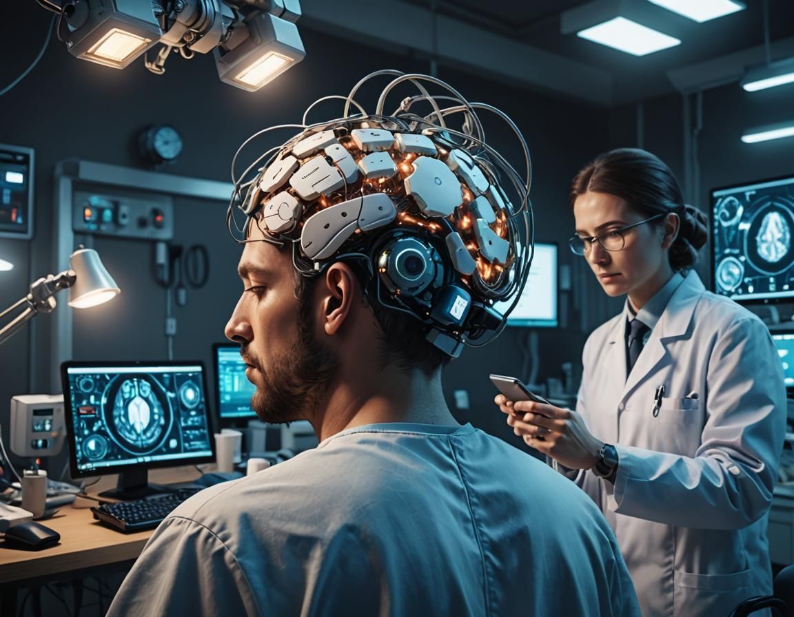 Futuristic Biopunk Surgery: Brain Chip Installation