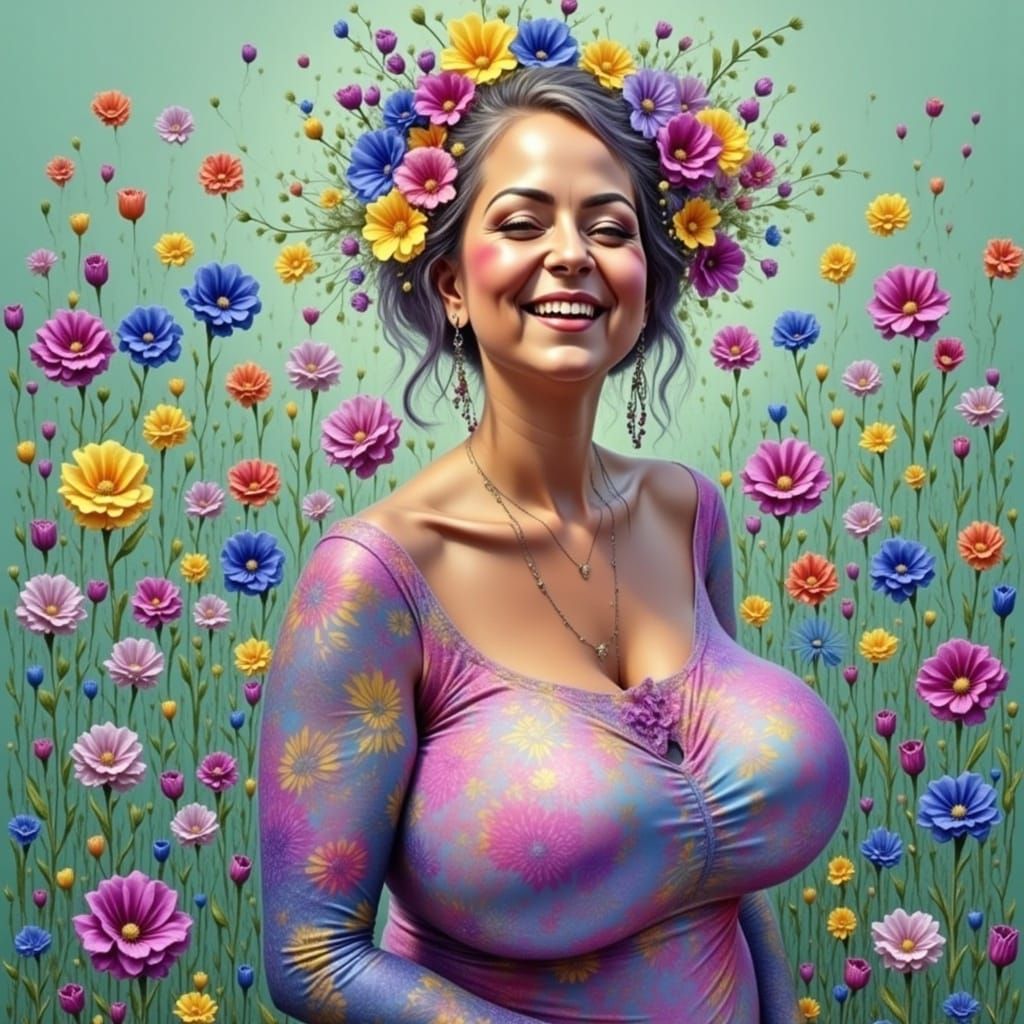 Vibrant Purple Ladybug in a Floral Garden