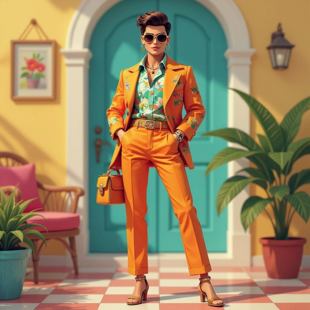 Trendy Ken Doll Posed in Chic Setting