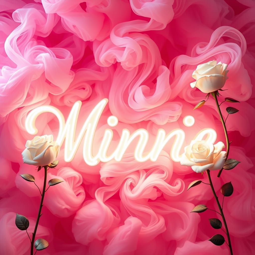 Ethereal Minnie Sign in Whimsical Smoke and Neon