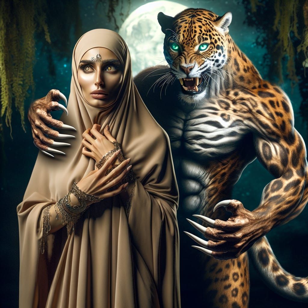 Middle-Eastern Woman Transforms into Mythical Werejaguar