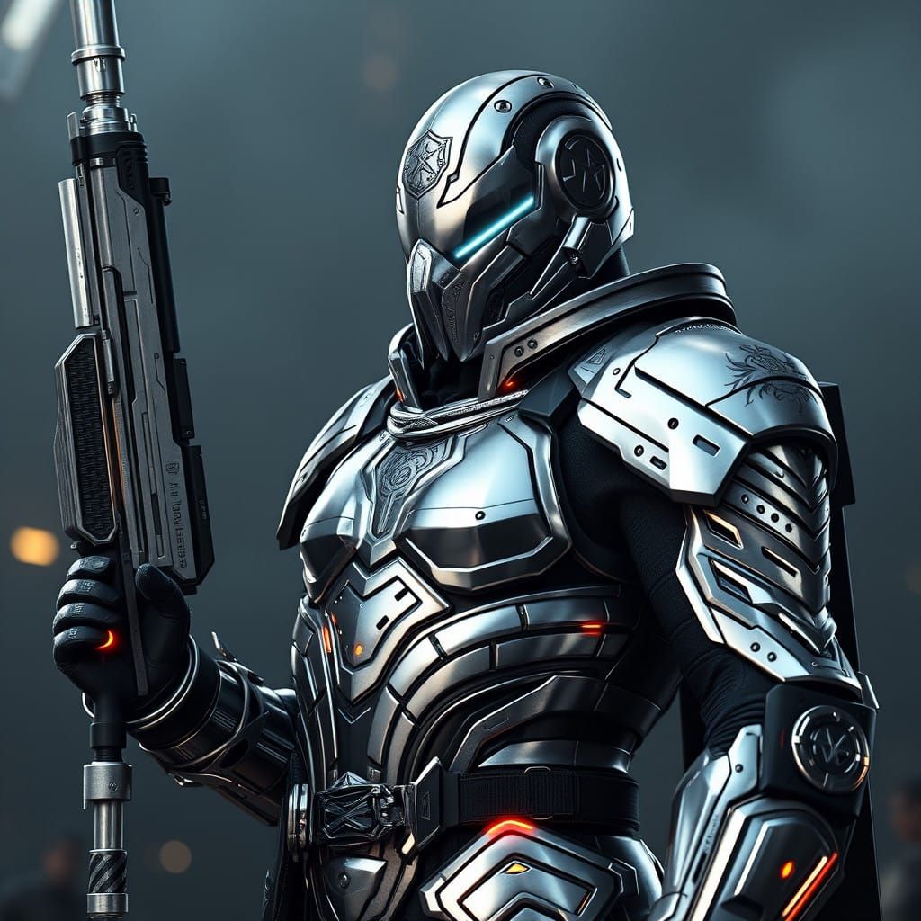 Cyberpunk Warrior in Futuristic Armor