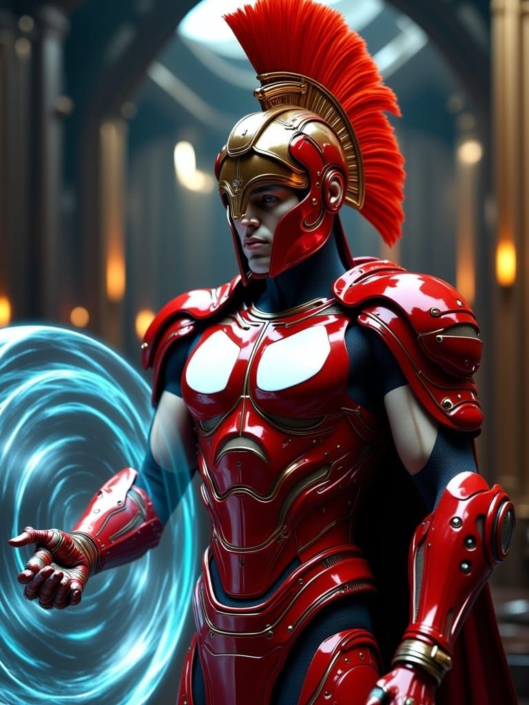 Futuristic Centurion Guarding Throne with Forcefield Shield