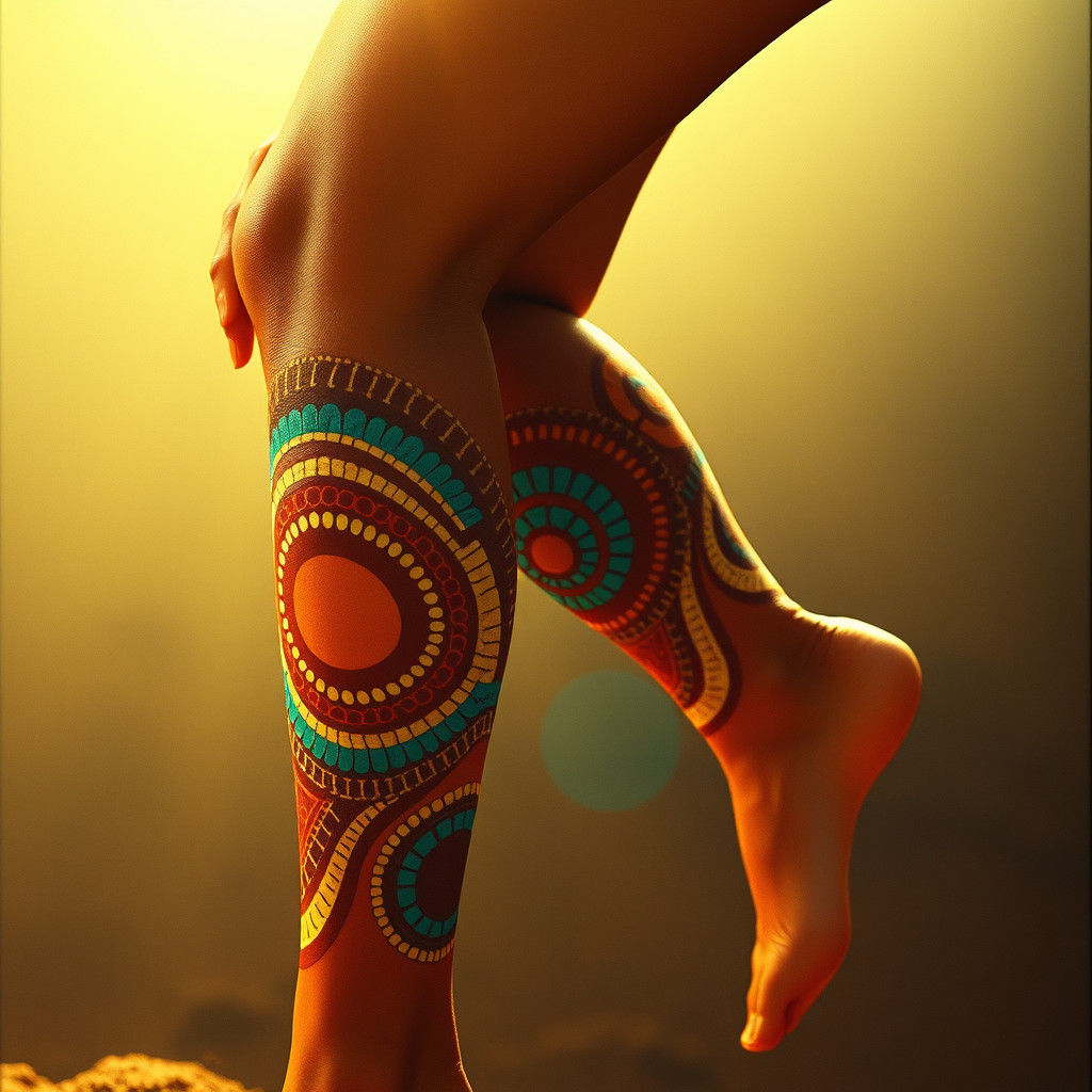 Australian Indigenous Leg Tattoo Art