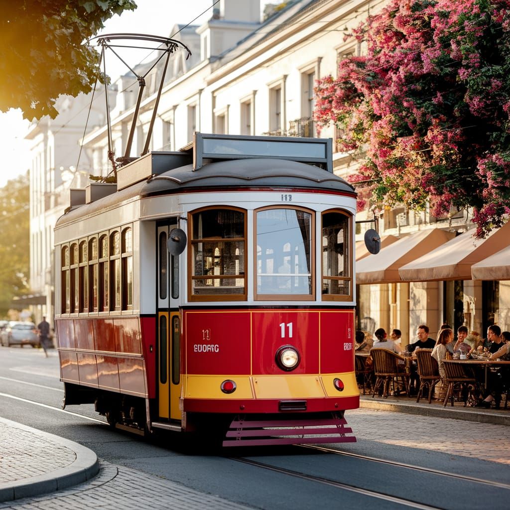 Vintage Tram Glides Through Christchurch, New Zealand