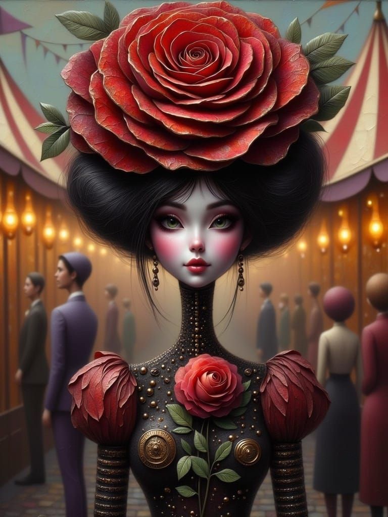 Whimsical Cyberpunk Rose in Industrial Chic