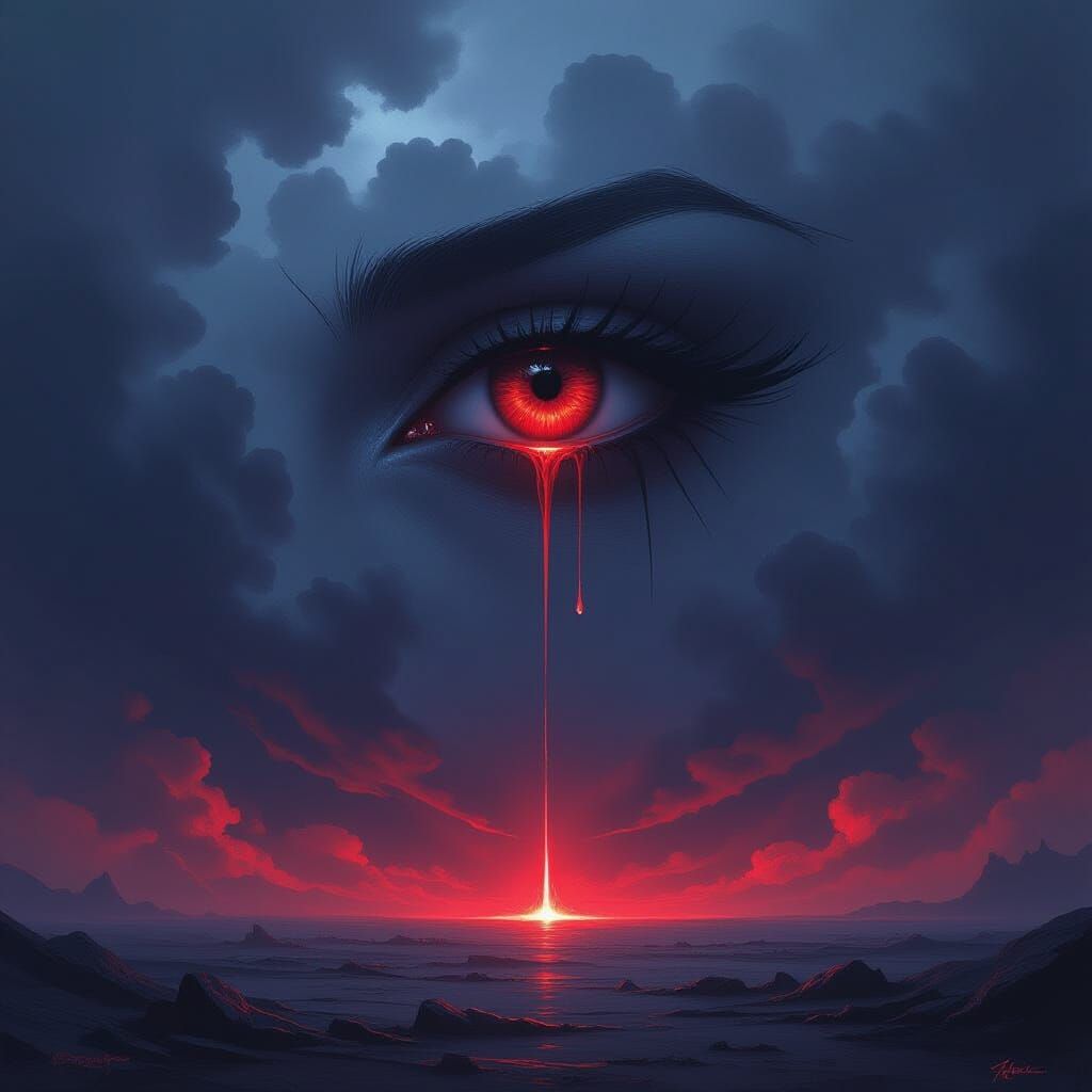 Crimson Tear Illuminates Dark Fantasy Landscape