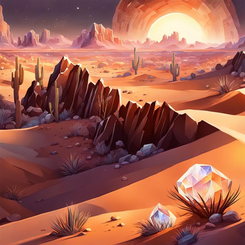 Quartz Desert Landscape with Unreal Shapes