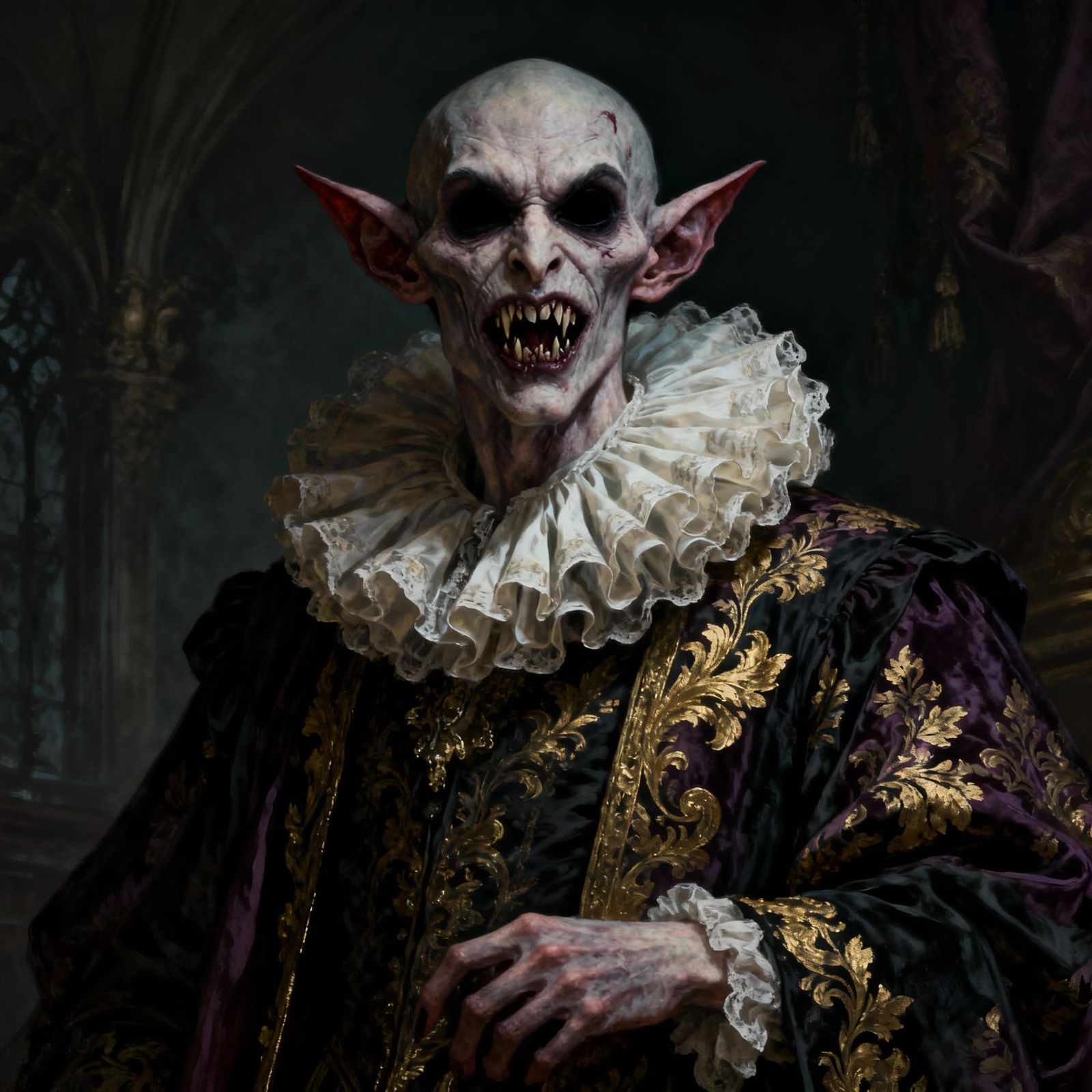 Gothic Vampire Portrait in Baroque Style