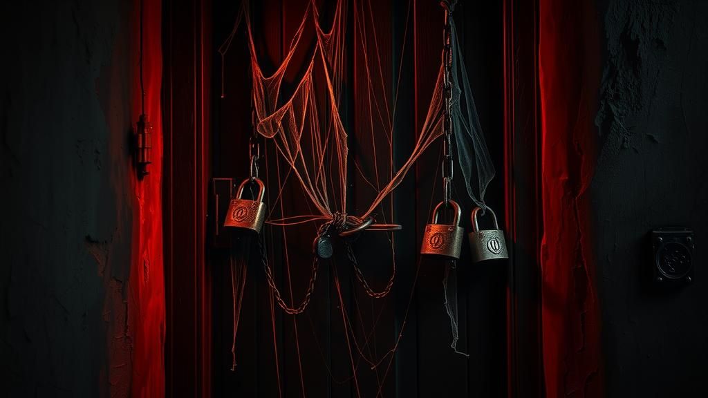 Ominous Chained Door in Macabre Style