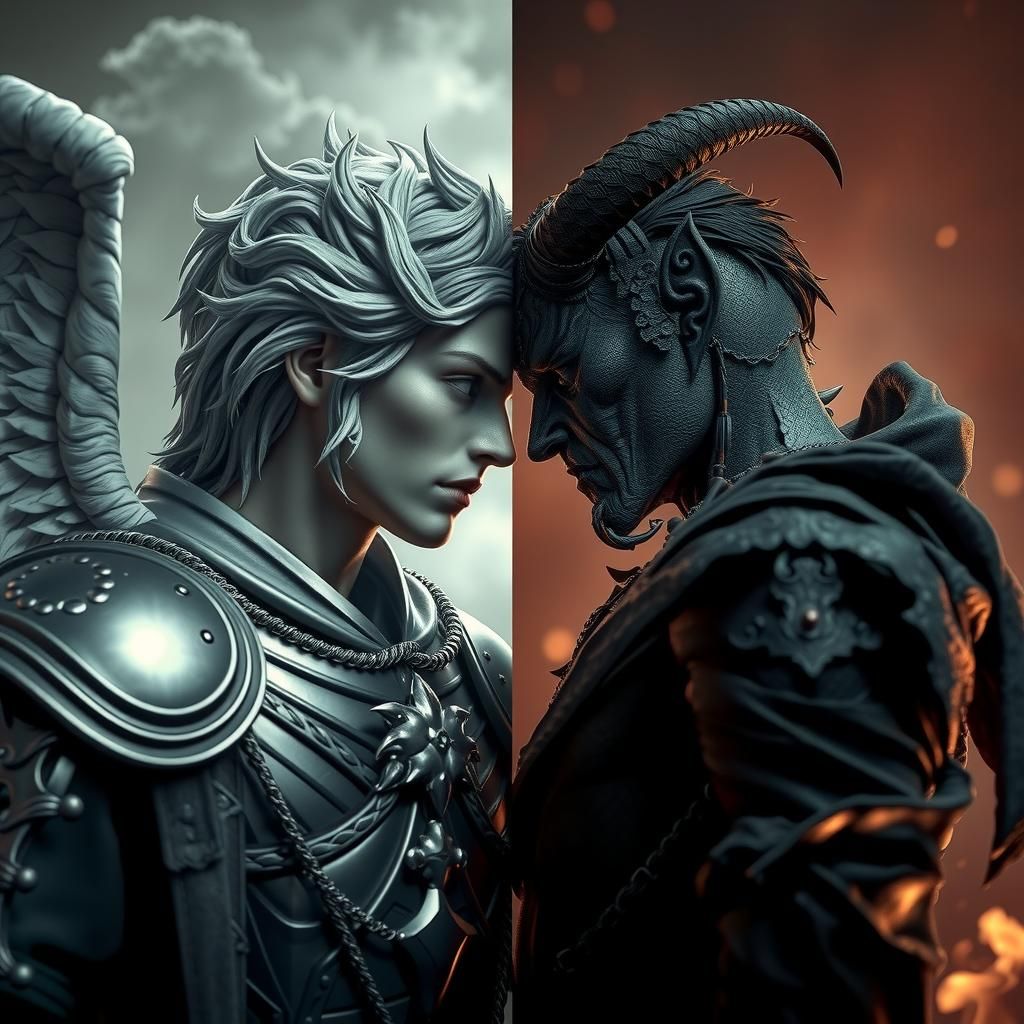 Angel vs Devil Split Screen Portrait in Unreal Engine 5