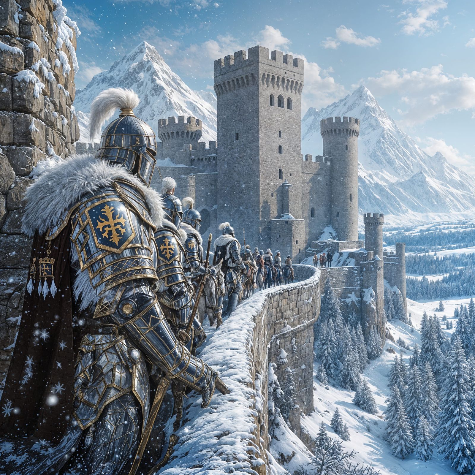 Knights protecting their king's castle.