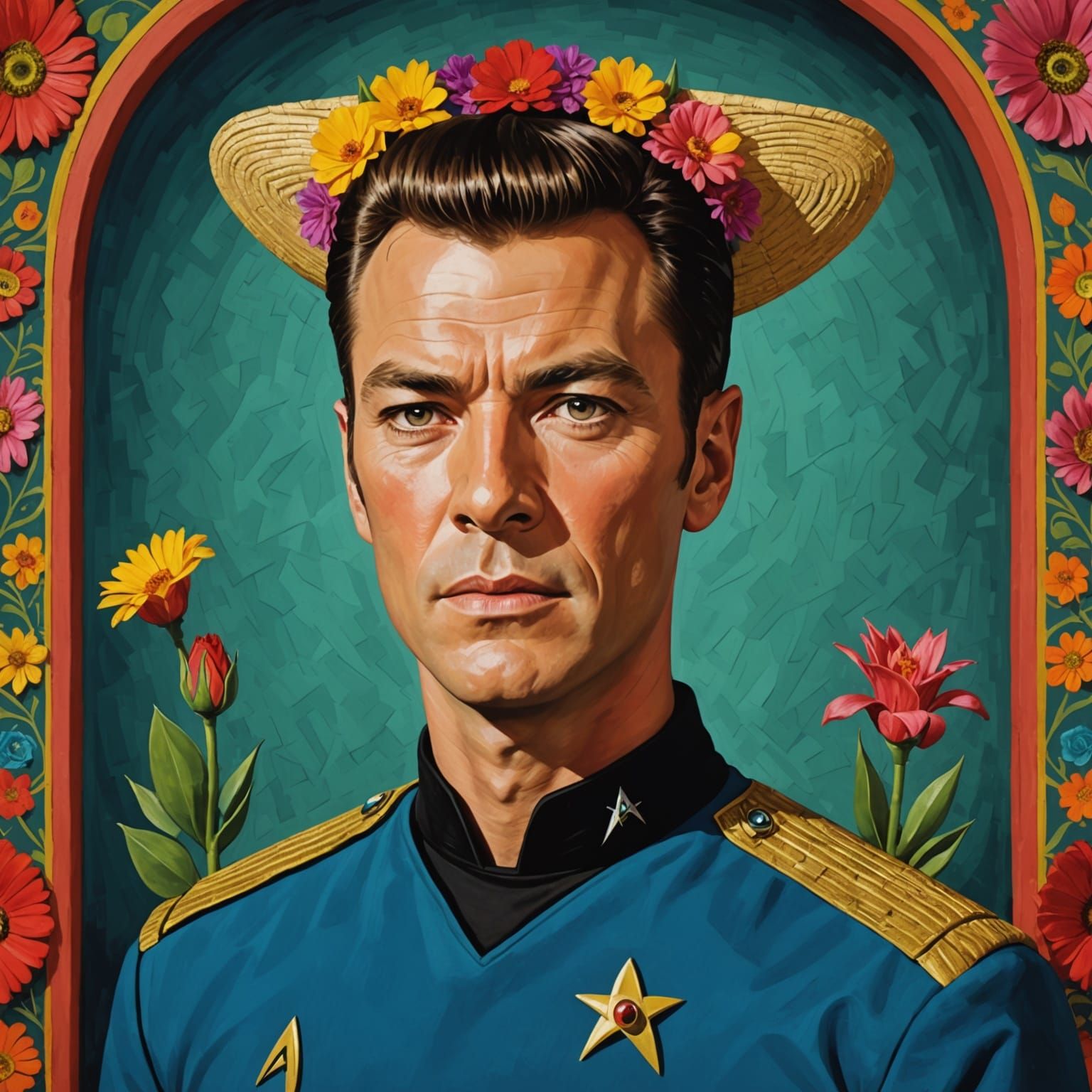 Captain Kirk in Vibrant Self-Portrait Style