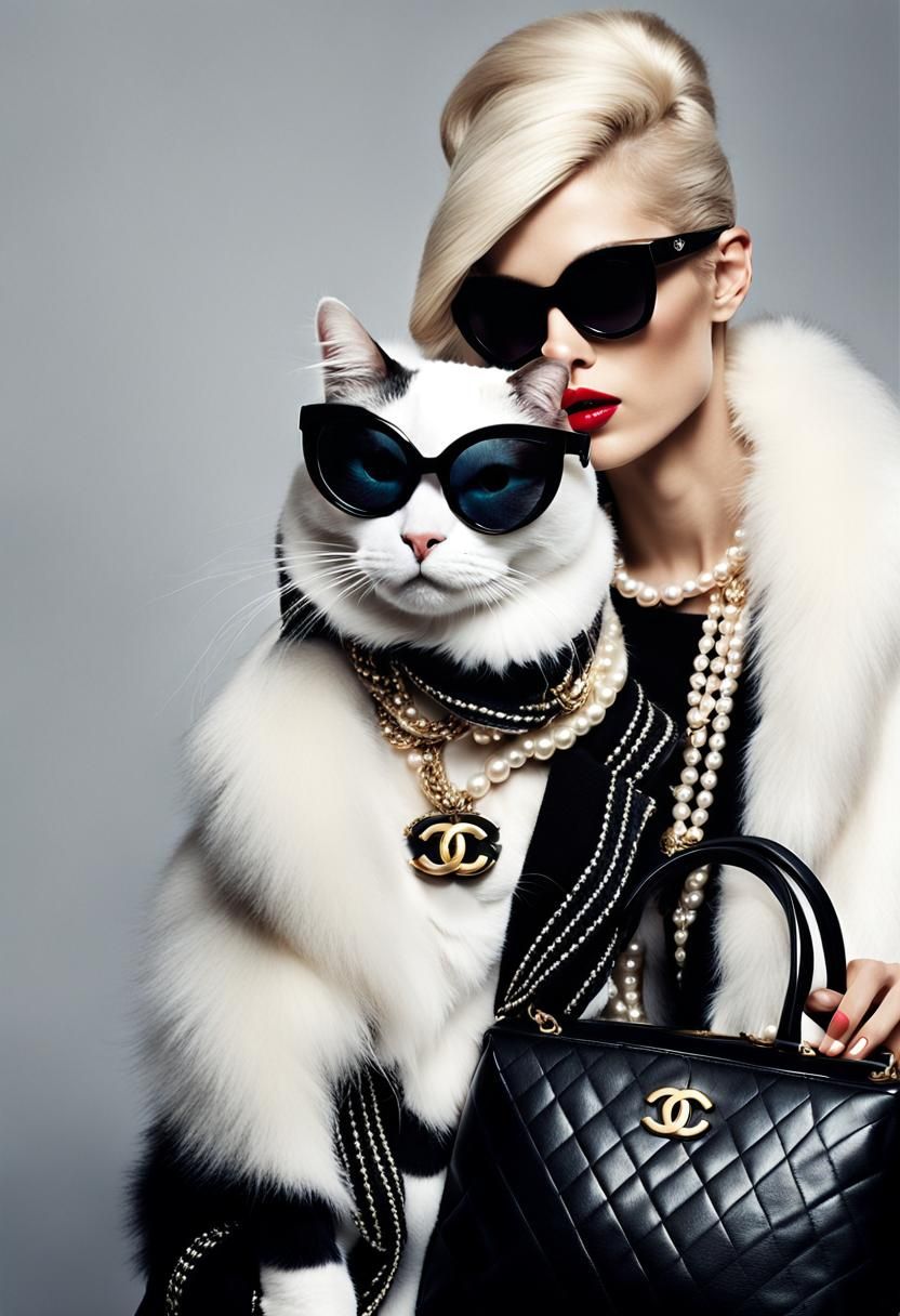 Cat in Chanel Cardigan: Fashion Photography