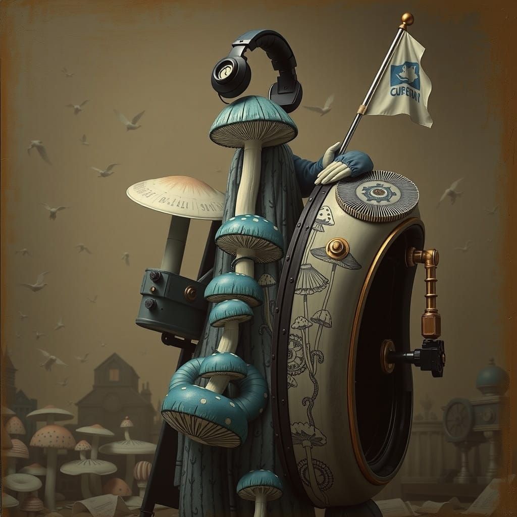 Whimsical Mushroom Fantasy in a Dreamlike Scene, Inspired by...