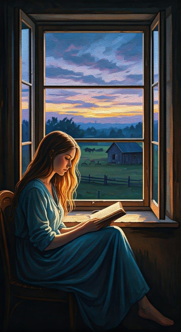 Whispers in Twilight: Neo-Impressionist Portrait of Contempl...