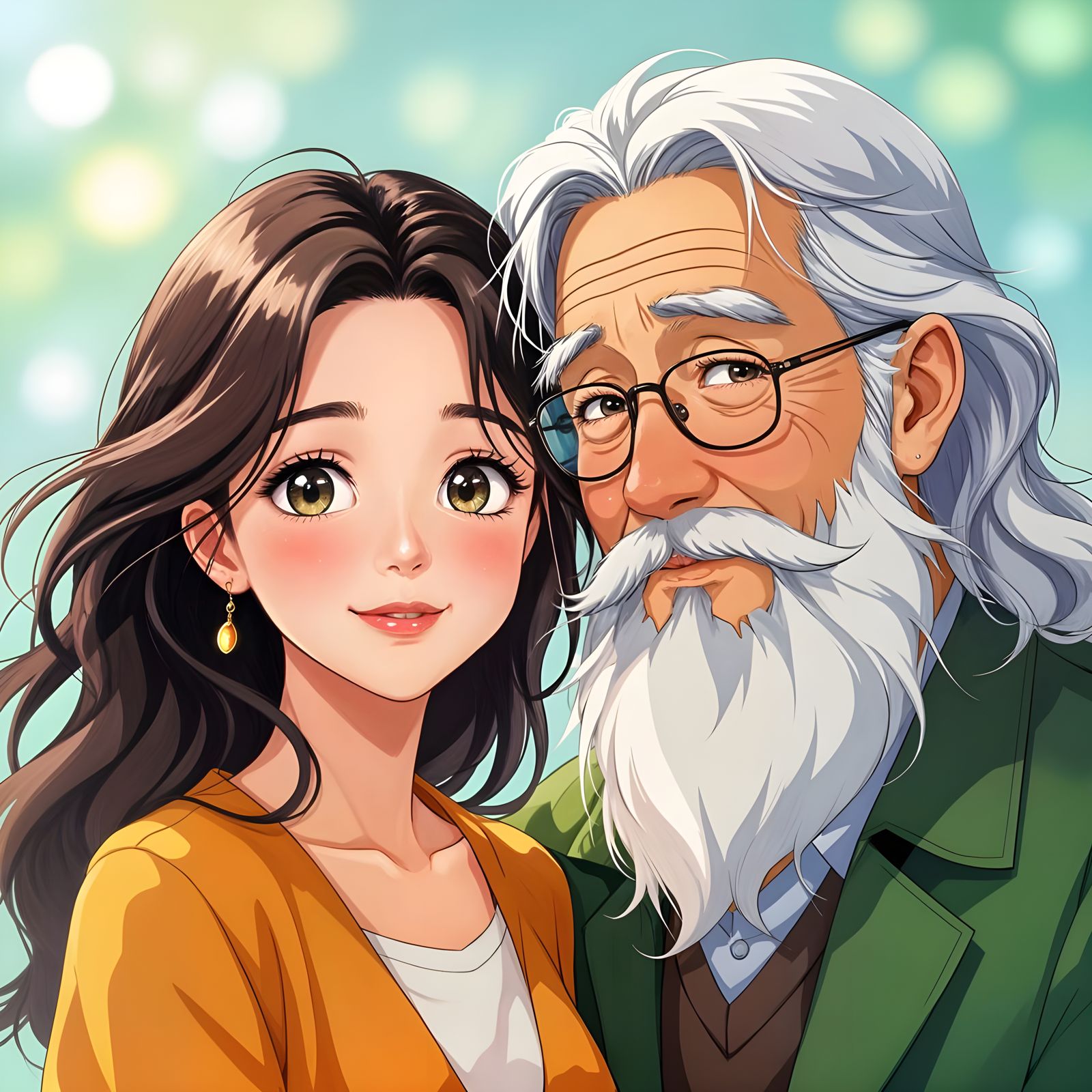 Youth and Age Portrait in Anime Style