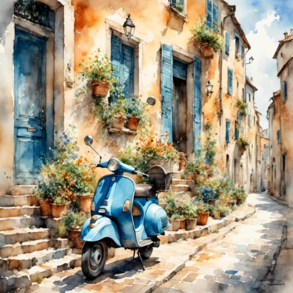 Vespa on Cobblestone: Timeless Charm