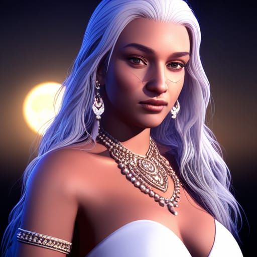 Curvy Woman in Moonlight: 3D Game Cinematic