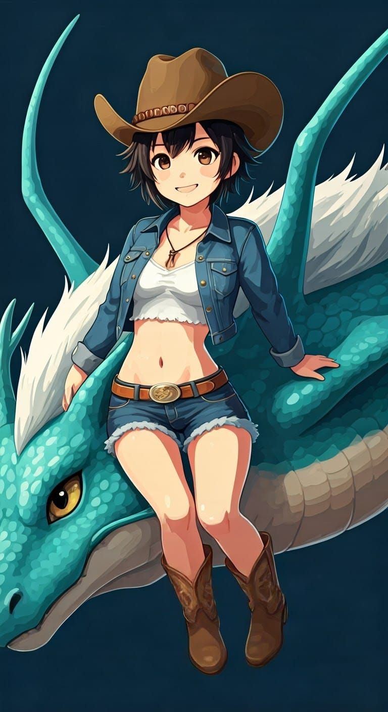 Anime Girl on Dragon in Studio Trigger Style