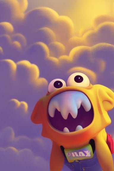 Anthropomorphic Clouds in Pixar Animation Style