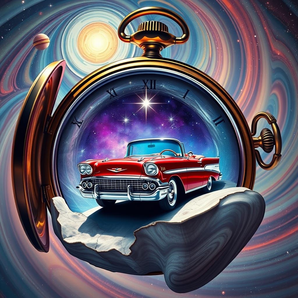1950s Chevy in Cosmic Dreamscape