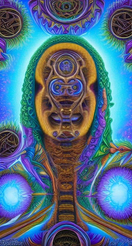 Fractal Humanoid in Sacred Geometric Art Style