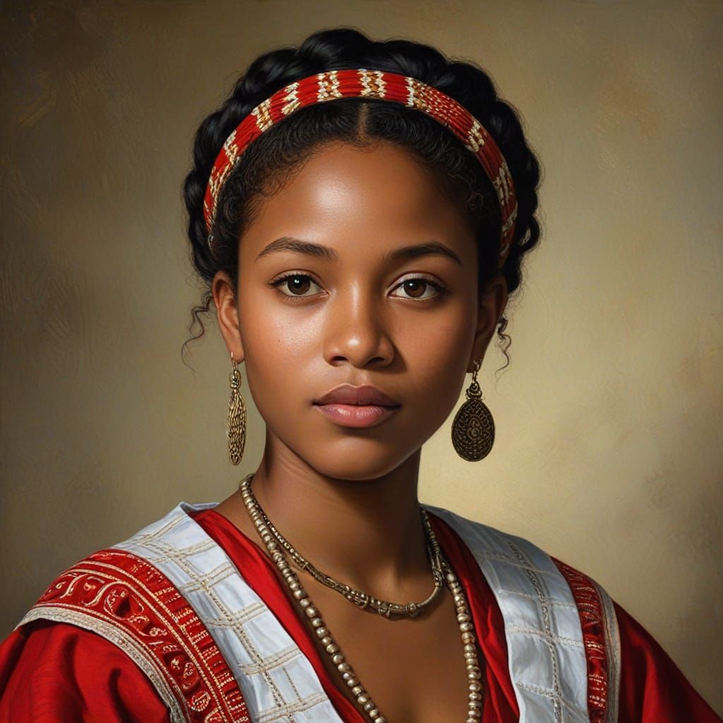 Malagasy Betsimisaraka Woman Portrait in Raphael Oil Style