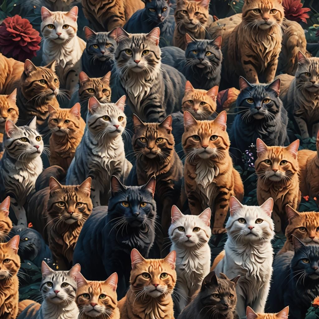 Fantastical Cats in Detailed Matte Painting