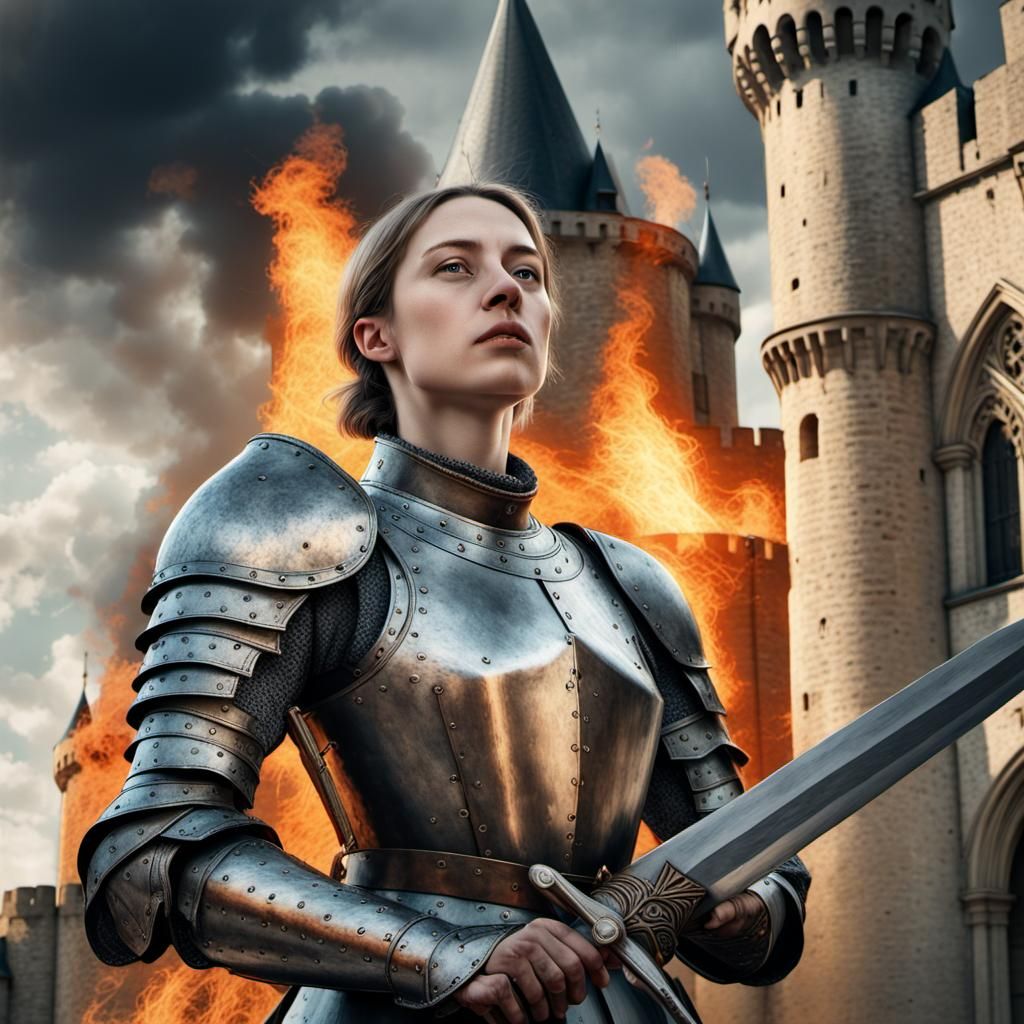 Joan of Arc Melts Orleans Fortress: Hyperrealist Portrait