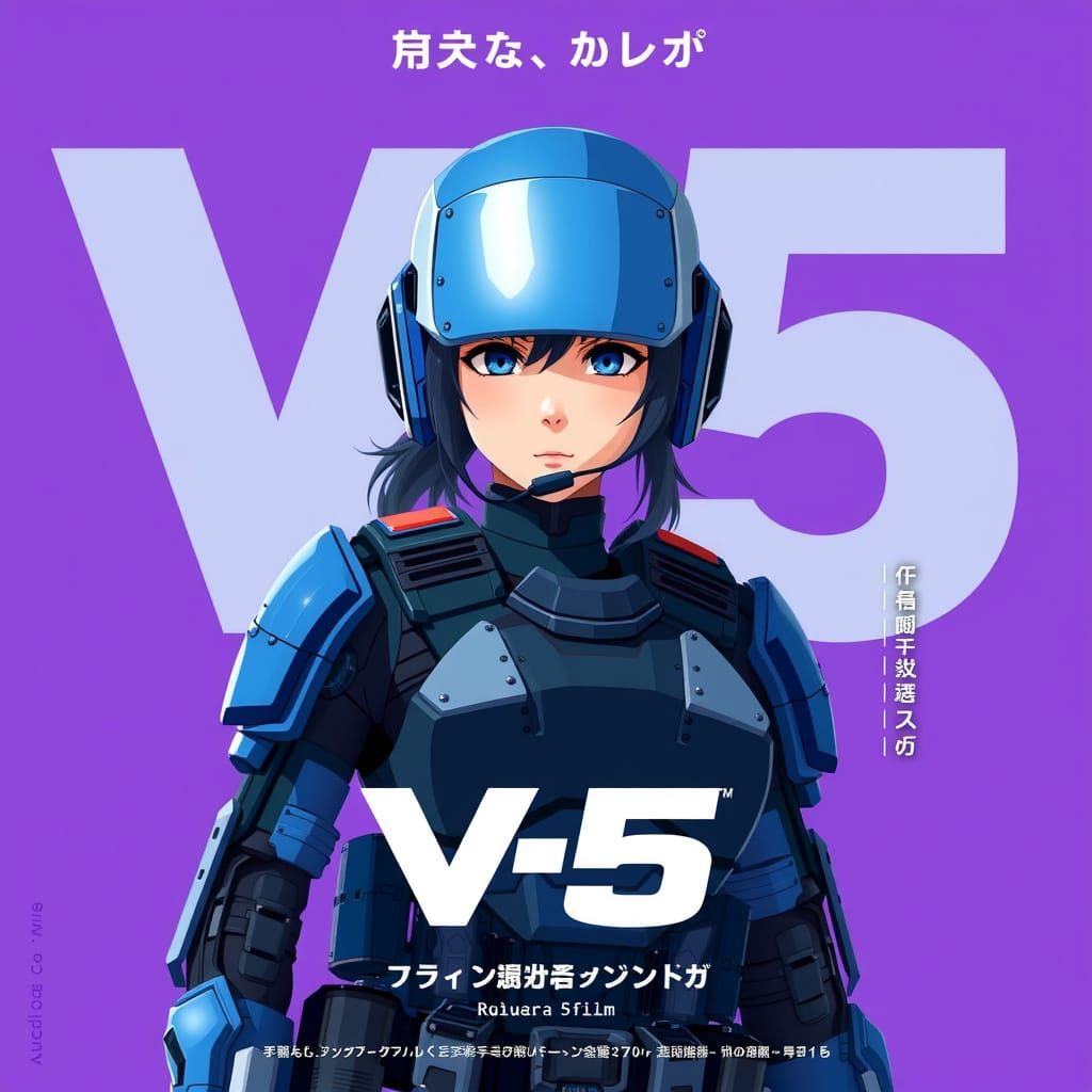 Anime Movie Poster of Armored Soldier in Cyberpunk Style