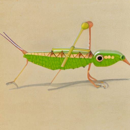 Grasshopper Mosaic Made of Celluloid Buttons