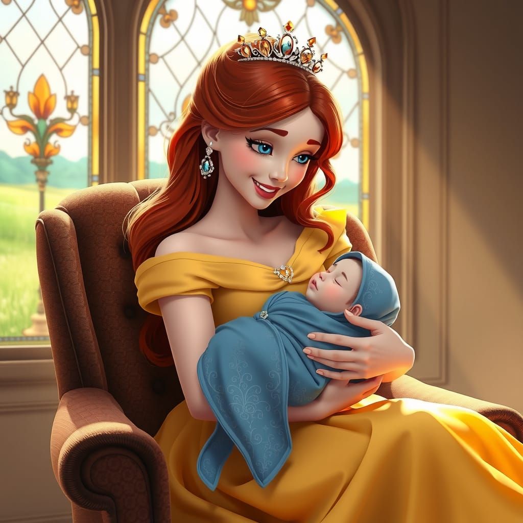 Princess Anastasia Portrait with Newborn, Detailed Lighting