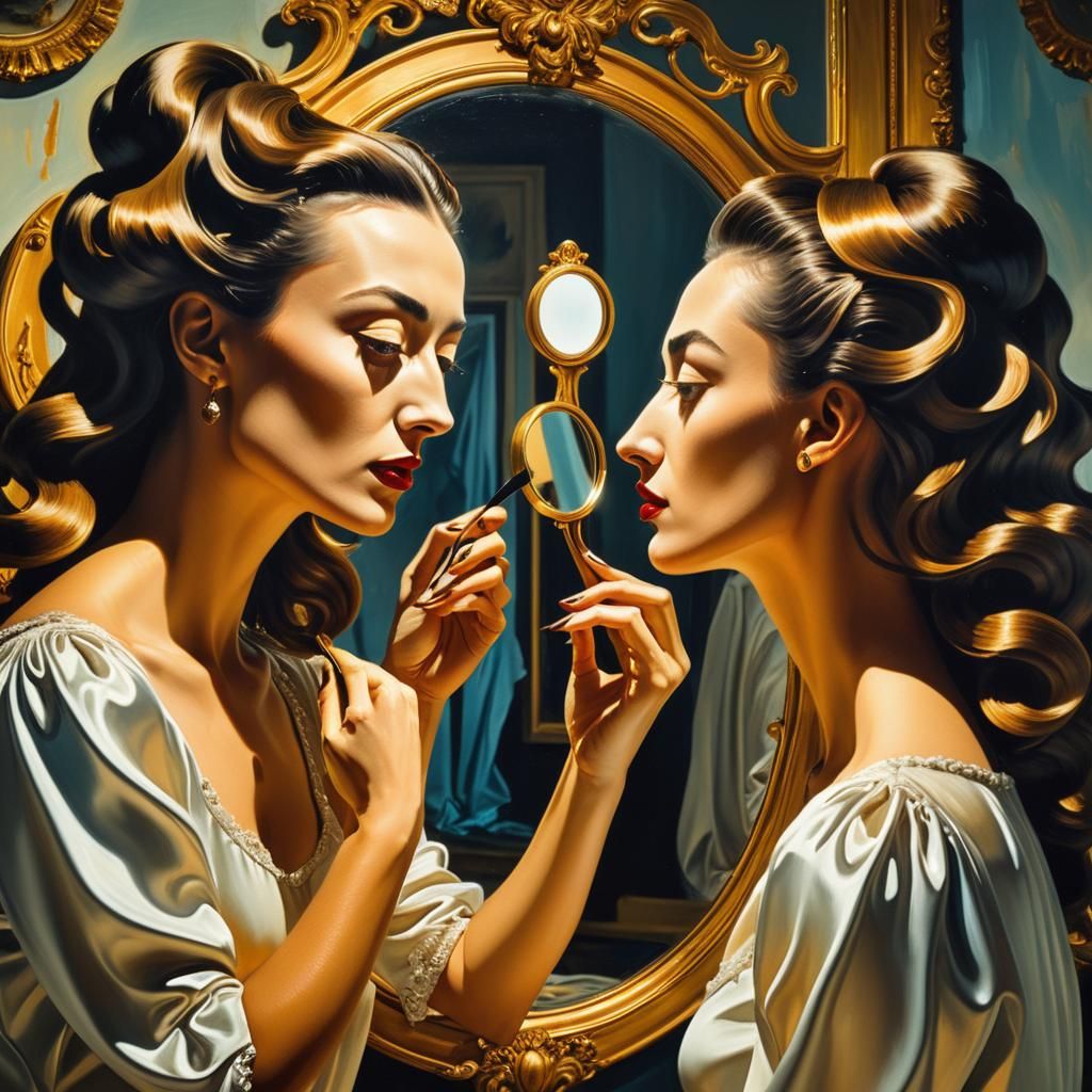 Dreamlike Surreal Portrait of Woman with Reflection