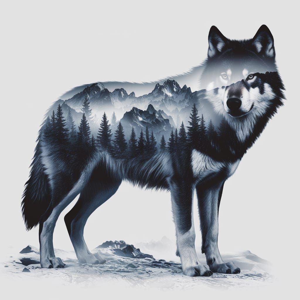 Dark Wolf Dominates Majestic Mountain Landscape in Dramatic ...