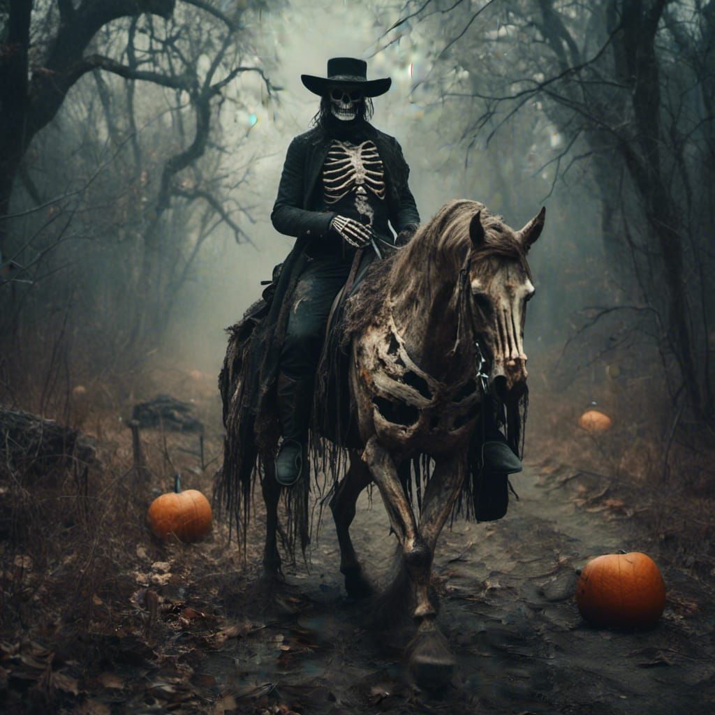 Skeleton Cowboy with Skeleton Horse