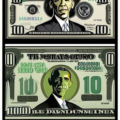 Obama on $100 Bill in Comic Book Style